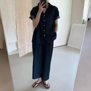 [신세계라이브쇼핑][옷자락] 여자 데일리 캐주얼 반팔 데님 셔츠 롱스커트 코디 세트