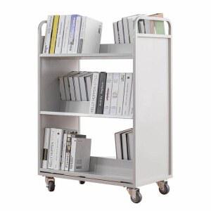 북트레이 이동형 북카트 무음카트 화이트 책수레 3단 도서관