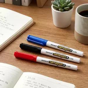 모나미 0.7mm 얇은 네임펜 볼펜 X-Fine 12개입 3컬러