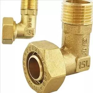 배관용 황동 엘보 이음쇠 15mm 파이프 연결 부품