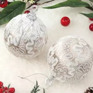 샴페인골드 장식볼 2p 10cm 실키레이스 트리 소품 크리스마스 오너먼트 성탄절 트리볼 악세사리 액세서리