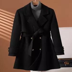 여성 하프코트 양모 울 여자 반코트 핸드메이드