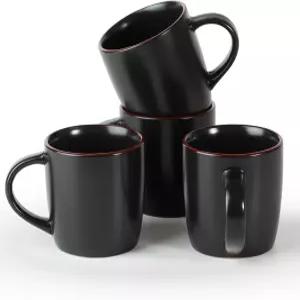 패밀웨어 머큐리 커피 머그잔 13온스 손잡이가 달린 4종 세트 라떼용 컵 핫 티 카푸치노 모카 코코아 블랙