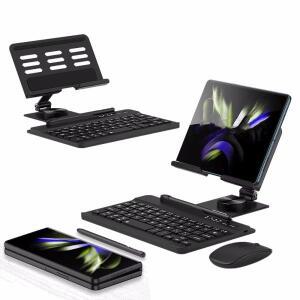 삼성호환 갤럭시 Z 폴드 7 6 5 4 픽셀 10 프로 키보드 및 마우스 스탠드 케이스 펜 포함 휴대용 무선