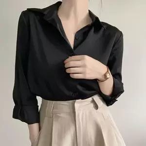 셔츠 스탠다드핏 여자 블라우스 시크한 블랙 정장