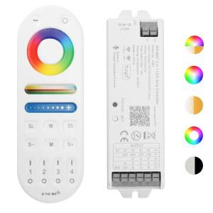 HUSUKU RS 시리즈 RGB CCT LED 컨트롤러 키트(R1+S1), 12-24V 180W-360W, RF 무선 리모컨 / 알렉사 구글 홈 스마트 라이프 투야 스마트 앱 컨트롤과 호환되는 5-in-1 WiFi 컨트롤러