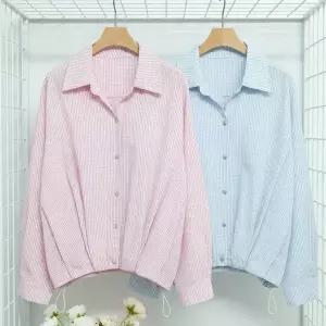 [NS홈쇼핑][샵앤] 여성 카라넥 잔체크 밑단핀턱 봄신상 블라우스 셔츠 DGB-WBL-5102..