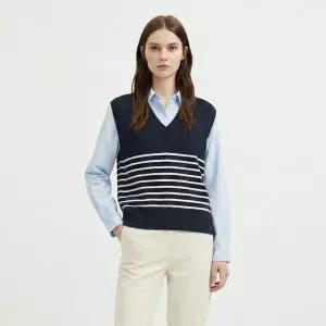 [NS홈쇼핑][샵앤] 여성 카라넥 단가라 조끼 피치기모 블라우스 셔츠 MSE-WBL-21032..