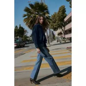 [ZARA] 자라 100% 가죽 봄버 재킷 - 네이비 3007855