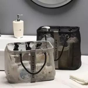 빠른배수 접이식 간편보관 메쉬 세면도구 대용량 수납 가방 목욕 바구니