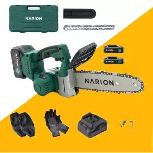 나리온 무선 전동체인톱세트 10인치(25cm) 브러쉬리스 21V 3.0Ah 배터리2개 전기톱 공구