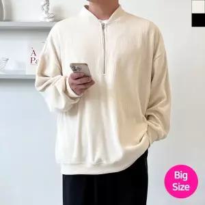 블레오 남자 빅사이즈 코듀로이 반집업 맨투맨 DM2512161382