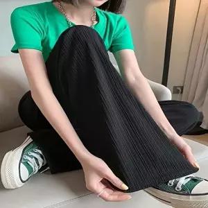 여자조거바지 여름 시원한 여자 냉감 쿨팬츠 플리츠 와이드팬츠