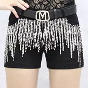 오아픽 11번가 술달린바지 여성 반바지 라인댄스복 공연복 반짝이 태슬 아