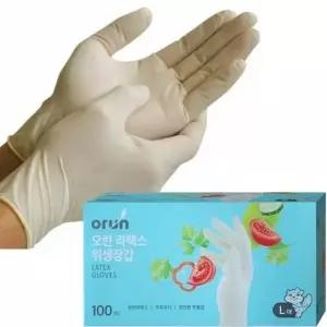 뽑아쓰는 라텍스 100매 라텍스장갑 오런 위생장갑L