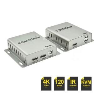 HDMI USB KVM 익스텐더 Cat5e/6 Rj45 케이블 1080P 60M to RJ45 송신기 포함 지지대 마우스 키보드 4K 120M