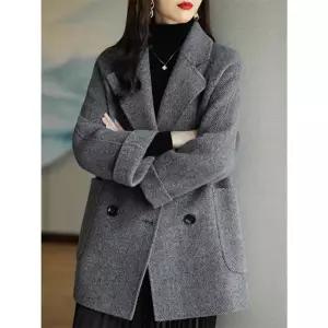 여자 모직코트 고급 핸드메이드 코트 추동 미디움 울 리버시블 루즈 원픽4