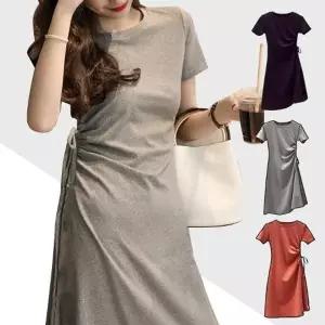 싱글 원피스 호텔 휴양지 호캉스 무지 스트링 반팔