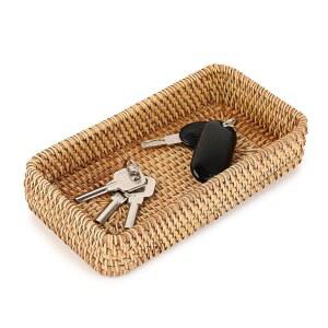 현관 테이블용 히피웨 키 바구니 천연 라탄 서빙 트레이 작은 위커 장식용 과일 그릇 장식 바구니, 주방, 커피