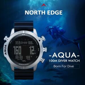 NORTH EDGE AQUA 남성용 전문가용 다이빙 컴퓨터 시계 스쿠버 NDL 50M 사이즈계 기압계 나침반