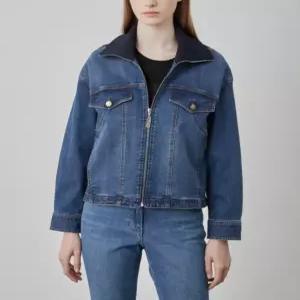 올리비아로렌 / 니트에리 데님 점퍼 VVBMJ5S2381 / 애플아울렛 ( 블랙 블루 )