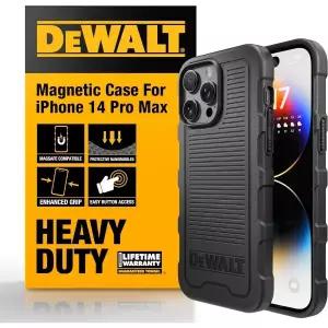 DEWALT 강력한 자석이 내장 아이폰 14 프로 맥스 케이스 MagSafe 호환 낙하 방지 충격 보호 뒷면 커버 슬림
