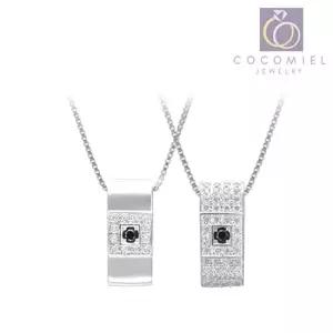 포인트 블랙 큐빅 CN-7 커플 우정 은목걸이 실버목걸 925은목걸이 실버커플목걸이