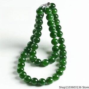 천연 호탄 재스퍼 시금치 녹색 흰색 옥 라운드 구슬 목걸이 팔찌 절묘한 패션 주얼리 휴일 선물