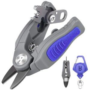 리트랙터가 있는 붐스 낚싯줄 커터: 땋은 모모 플루오로 라인용 미니 낚시 가위 - 후크 클리너가 소금물 잠금 기능이 톱니 모양 가위, FR1