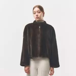 진도모피 브랜드관 밍크 집업 크롭 자켓 (CFJ017)