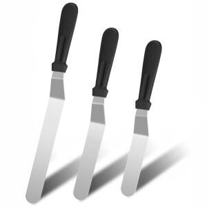 가정 주방 또는 베이커리용 3PCS 아이싱 주걱 오프셋 스테인리스 스틸 케이크 장식 세트 6 8 10인치 프로페셔널 앵글 플라스틱 프로스팅 핸들 by XEKIGU