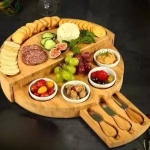 원목 플레이트 치즈 보드 스테이크 일체형 접시 과일 다용도