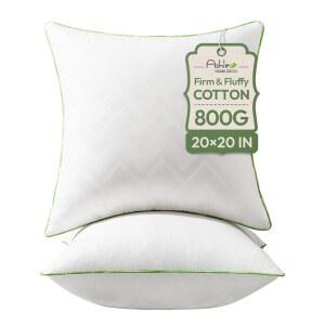 애슐러 데코 20X20 장식용 흰색 베개 20인치 있는 던지기 소파 삽입물 삽입물 2개 실내 세트 100 커버가 스터퍼 정사각형