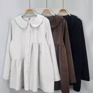 [다잇템] 여성 둥근넥 잔주름 골덴 쁘띠 언발란스 FW 드레스_24173555_588872