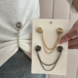 2/6개 실버 자석 조절식 바지 다리 클립 핀 리트랙터블 고정 레그 팬츠 루즈 버튼 카디건용