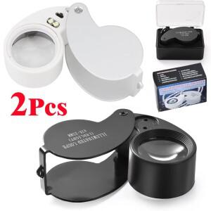 40배율 포켓 루페 확대경 (조명 포함) 보석상용 접이식 돋보기 (시계  동전  우표  보석  다이아몬드 감별