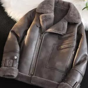 남성 무스탕 자켓 점퍼 봄버 페이스드 코트 양가죽 재킷