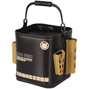 XWBD 낚시도구 물퍼들통 15L 대용량 낚시 먹이 양동이 활용 통기 메쉬 표면 방수 내구성 내마모 비투명 뚜껑있는 사이드 포켓 포함 방재 비축품 경량 운반 편리 야영 해수욕 하이킹 BBQ 잡은 물고기용