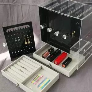 세로 검정 귀걸이보관함 보석함 액세서리 목걸이보관 검정 보석함