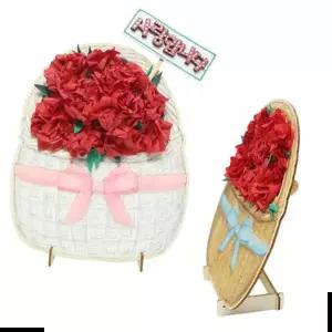 뚝딱 글로벌이지 한지 카네이션 바구니 1인용 스승의날 한지 글로벌이지 교구 재료 카네이션 어버이날 공예