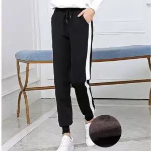 굵은줄 밑단 트레이닝바지 기모바지 옆 시보리 하의바 WD39579