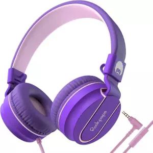 락파파 950 학교 교실용 여학생용 유선 헤드폰 마이크 포함 노트북 컴퓨터 태블릿 크롬북 퍼플 핑크용 잭