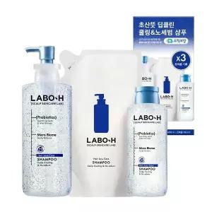 라보에이치 쿨샴푸 대용량 400ml + 리필 400ml + 180ml, 지성 두피 전용 스케일링 샴푸