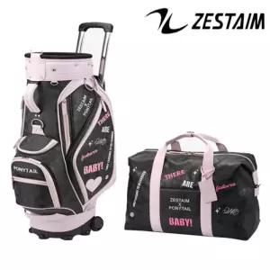 제스타임 포니테일X앙트레브 여성 휠 캐디백&보스턴백 세트 블랙