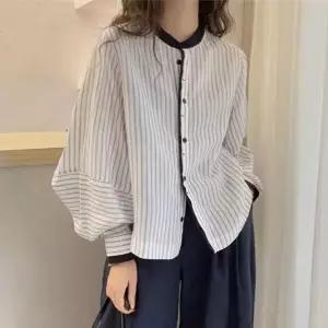 [하프클럽/]테레밋 스트라이프 헨리넥 셔츠