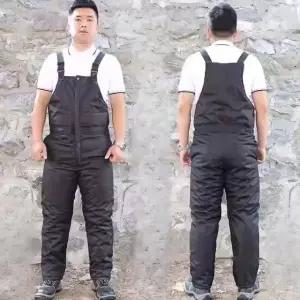 프리미엄 멜빵방한복 겨울 우주복 두꺼운 패딩 슈트 서스펜더 기모 블랙 방수 M 165사이즈