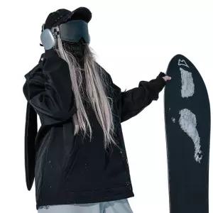여성 블랙 스키 재킷 귀 방수 후드티 토끼 오버사이즈 여자 벨트 자켓 스파이더 코트 단열