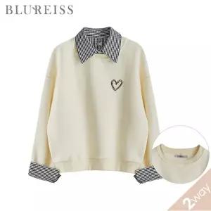 [블루레이스] [카라탈착]하트자수 스 티셔츠_B6S1TS6591