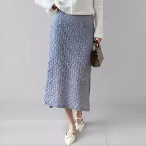 [하프클럽/]여성용 봄 여름 로맨틱 슬릿 니트 스커트