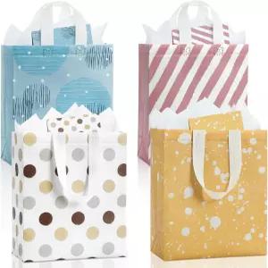 스티팝 10인치 선물 가방 중간 사이즈4팩 휴지 및 카드 재사용 가능한 부직포 생일 결혼식 베이비 샤워